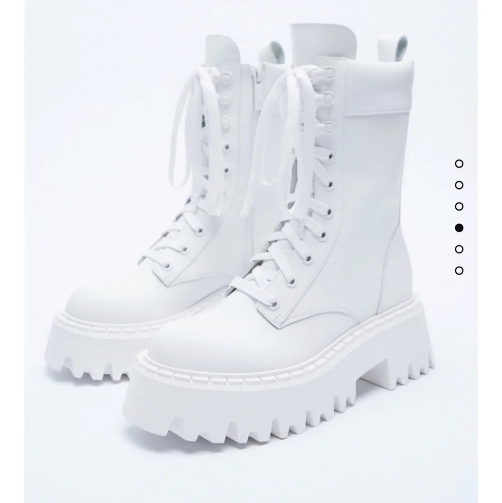 Brand New Zara LACE-UP LEATHER ANKLE BOOTS - Picture 1 of 14